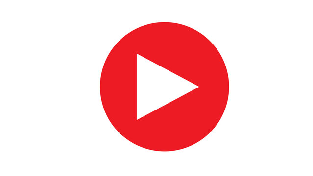 Red play button icon within a red circle, symbolizing action, start, and video playback, clean vector graphic