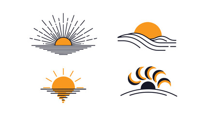 Sunrise Line art colorful digital illustration © Anowara