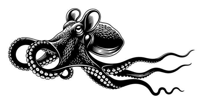 Dumbo Octopus Silhouette - Minimalist Vector