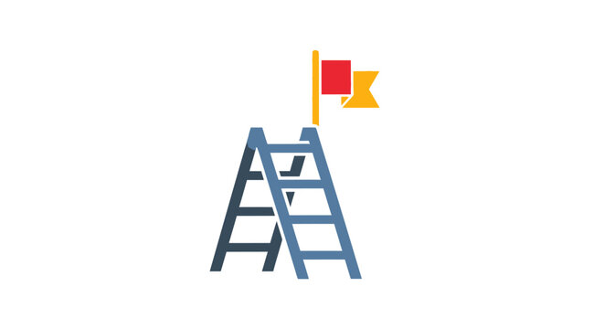 A blue ladder with flag on top.