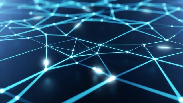 Cybernetic Web: A dynamic and intricate web of interconnected lines and nodes, radiating a digital glow, represents the complexity of data networks and the modern digital landscape.