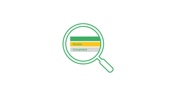 Magnifying glass with colorful bars inside.