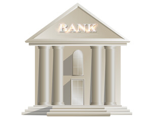Obraz premium Bank building, neoclassical architecture with columns, finance, online banking, banking services, financial transactions.