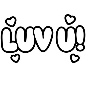 Luv U Lettering with Hearts Outline Valentine
