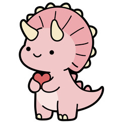 Obraz premium Cute Pink Dinosaur Clip Art for Kids Stickers and Nursery Products