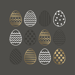 Minimal Easter background with golden eggs. Elegant design. Vector illustration