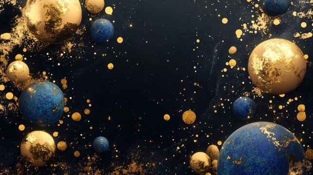 Smooth polished lapis lazuli and gold leaf creating a celestial textured background