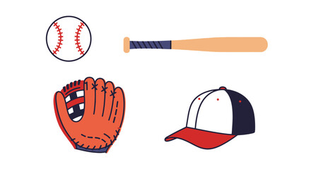 Baseball Line art color clean design