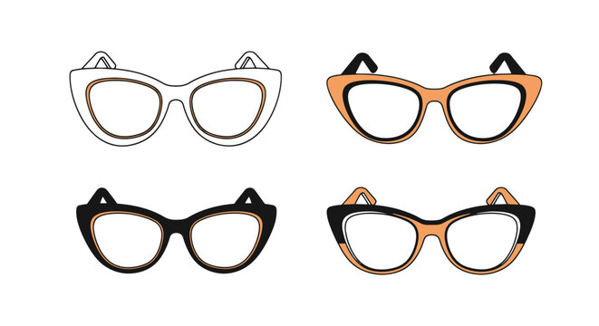 Cat Eye Glasses Line colorful digital illustration