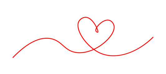 Red heart line sketch