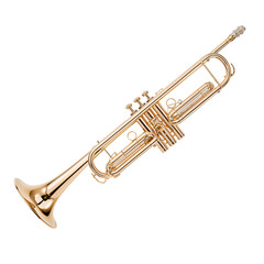 Fototapeta premium Brass Trumpet Placed on a White Background Showing Its Shiny Surface and Detailed Features
