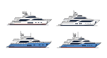 Obraz premium Luxury Yacht Line filed color illustration