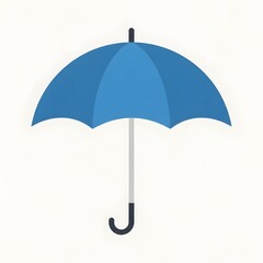 Blue open umbrella icon isolated on white background minimal design