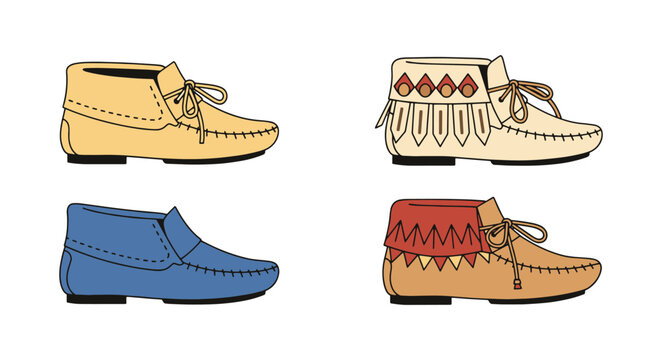 Moccasins Line art color filled design
