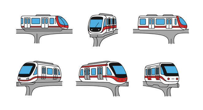 Monorail Line art premium color outline design