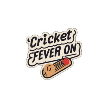 Vibrant cricket fever sticker with cricket bat and ball