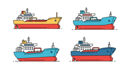 Obraz premium Oil Tanker Line art creative concept