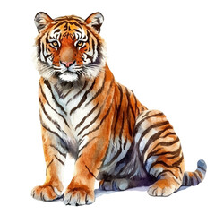 watercolor of Tiger illustration, isolated on a white background. © lunaris