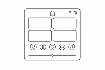 Obraz premium Minimalist smart home interface design with icon navigation and control options