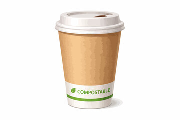 Eco-friendly compostable coffee cup with lid