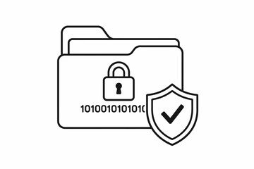 Obraz premium Secure file protection icon with padlock and shield