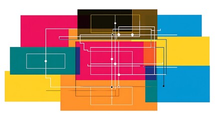 Colorful overlapping geometric blocks diagram abstract design for business presentation and modern infographic layout