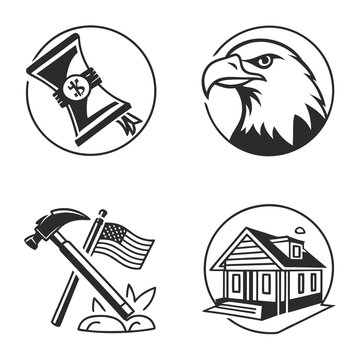 Four emblems related to american symbols and tools Vector