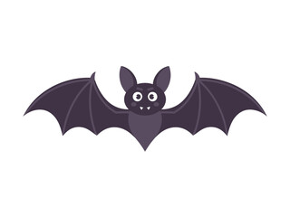 Obraz premium Cartoon bat in spooky dark purple color with cute expression on white background for halloween decoration