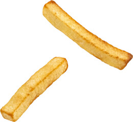 Falling french fries potato sticks isolated