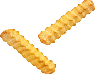 Falling crinkle french fries isolated
