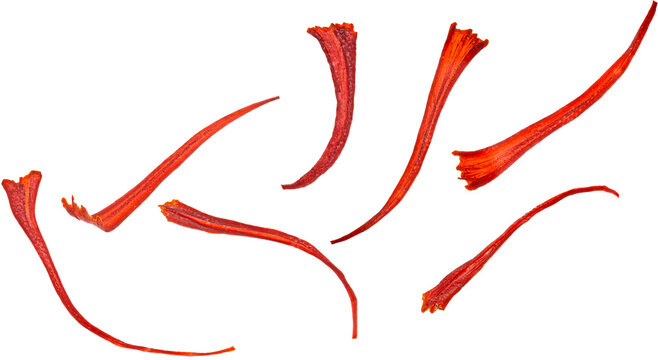 Falling saffron threads isolated