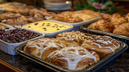 Local flavor in a corner bakery display, simple pastries, familiar recipes, understated presentation