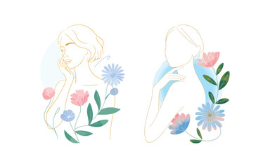 happy womens day flower background with face