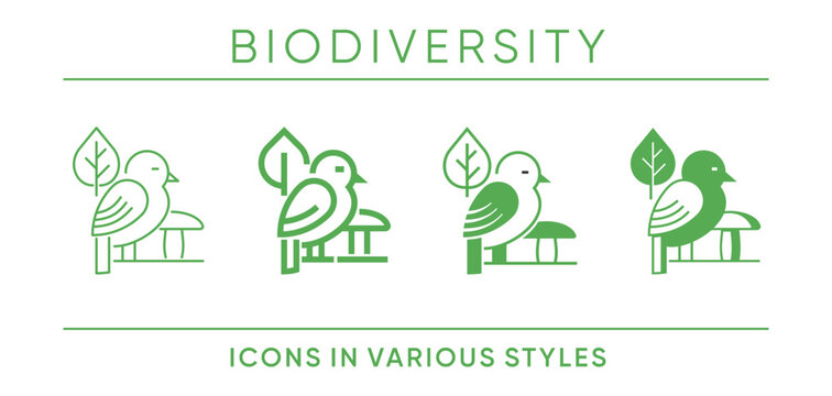 Biodiversity emblem in various graphic styles