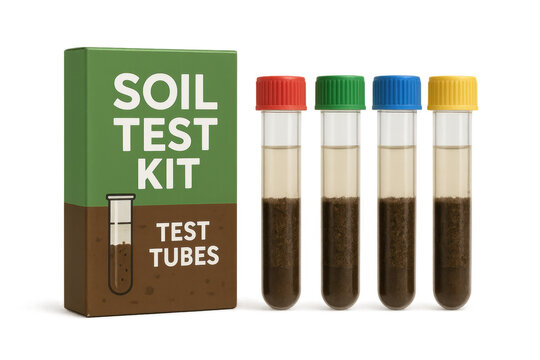 Soil test kit box with test tubes for agriculture analysis