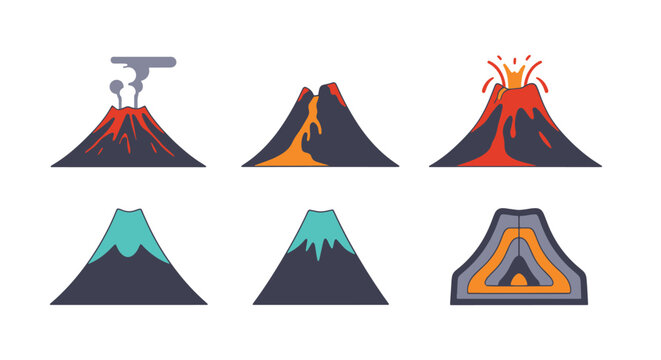 Volcano Line art creative design