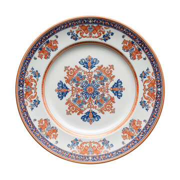 Decorative Plate With Intricate Patterns and Designs on Display for Viewing