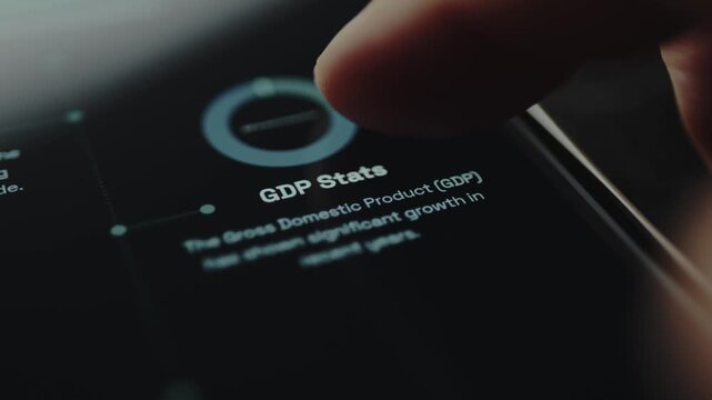On screen title GDP Stats with a sentence fragment about GDP statistics