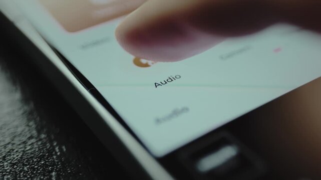 User taps the button labeled Audio