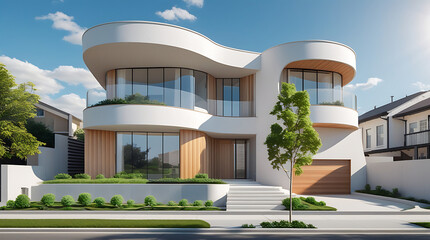 Ultramodern Twostorey luxury house with smooth curv 