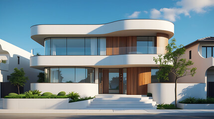 Ultramodern Twostorey luxury house with smooth curv 