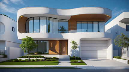 Ultramodern Twostorey luxury house with smooth curv 