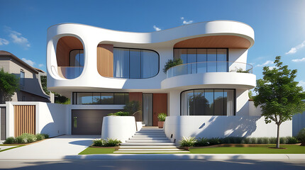 Ultramodern Twostorey luxury house with smooth curv 