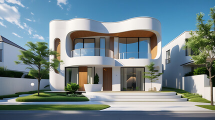 Ultramodern Twostorey luxury house with smooth curv 
