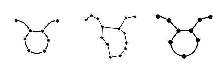 Taurus Zodiac Constellation Vector Icons Set – Bull Star Sign Astrology Symbols and Minimalist Celestial Line Art for Horoscope Design © Parvez