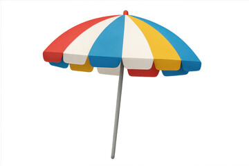 Obraz premium Colorful striped beach umbrella providing sunshade on vacation