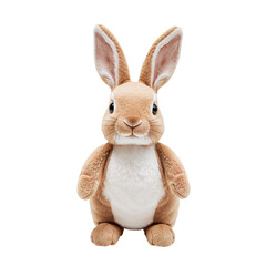Obraz premium Soft Toy Rabbit Sitting Upright on a Plain Background