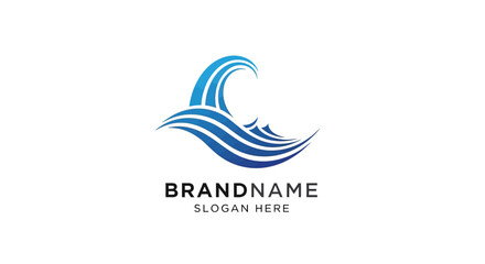 Fototapeta premium Blue Wave Logo Design Template Illustration.
