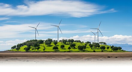 Wind Turbines on Hilltop Renewable Energy, Eco-Friendly Power Generation, Green Technology