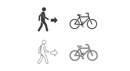 Obraz premium Pedestrian and bicycle icons show alternatives.